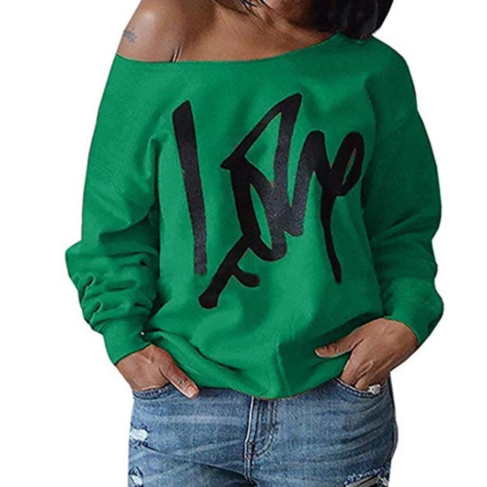 Beautiful Women Love Sweatshirt Letters Print